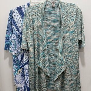 Pair of 2 Chicos Open Front Short Sleeve Cardigans, Size 2 Large